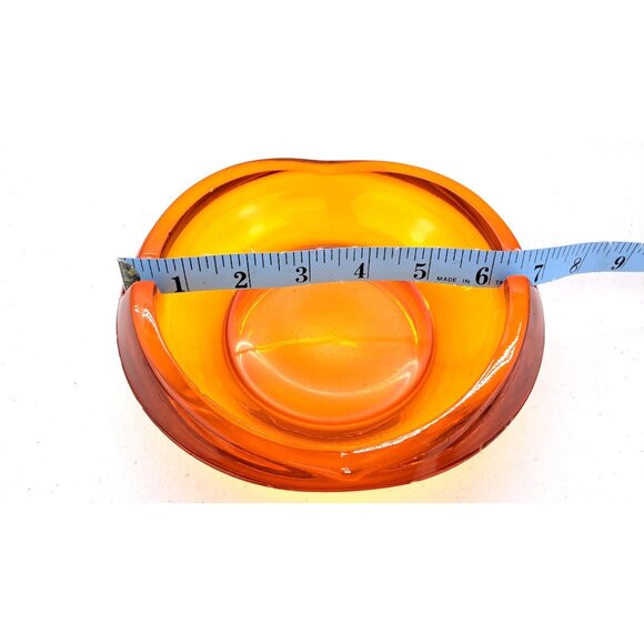 Vintage Viking Persimmon Glass Cadmium Amber Ashtray Tulip Orange MCM 6.5 inches - Picture 16 of 16